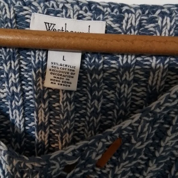 Blue sweater with brown cord detail - Picture 5 of 5